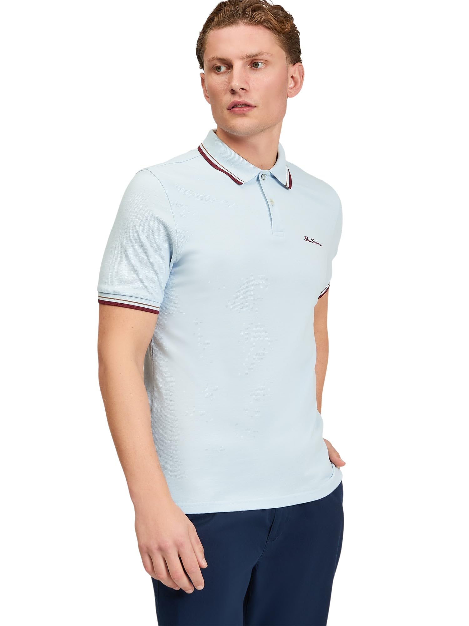 Ben Sherman Men's Powderblue Signature Pique Polo Shirt, L