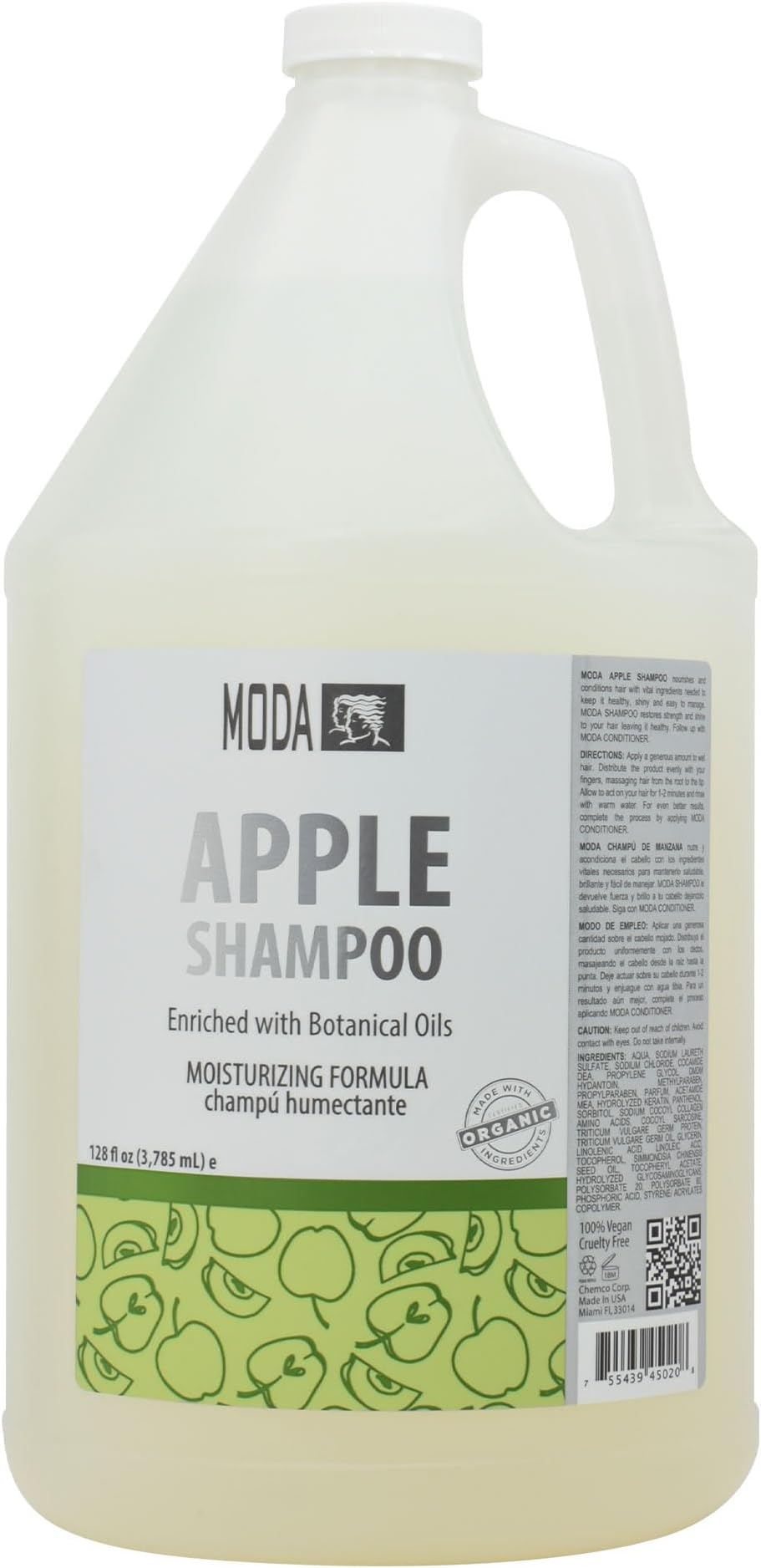 Shampoo - Moisturizing Shampoo for All Hair Types - 128Oz, Professional - Deeply Cleanses and Conditions, Strengthens, Restores and Shine your Hair (Apple)