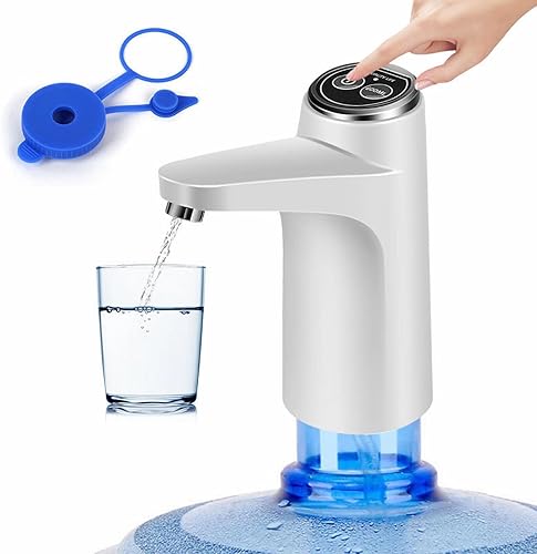 HiPiCok Dispensador de agua para botella de 5 galones, bomba de agua eléctrica de 5 galones, bomba de agua recargable para jarra de 3 y 5 galones,