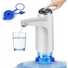 HiPiCok Water Dispenser for 5 Gallon Bottle, Electric 5 Gallon Water Pump, USB-C Rechargeable Water Pump for 3 Gallon Jug, White