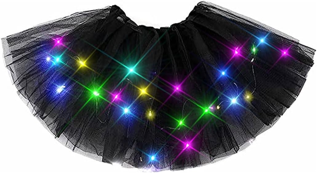 TWINKLEDE Light Up Tutu Skirt Led Tulle Tutus Glow Rave Party Costume Skirts for Women