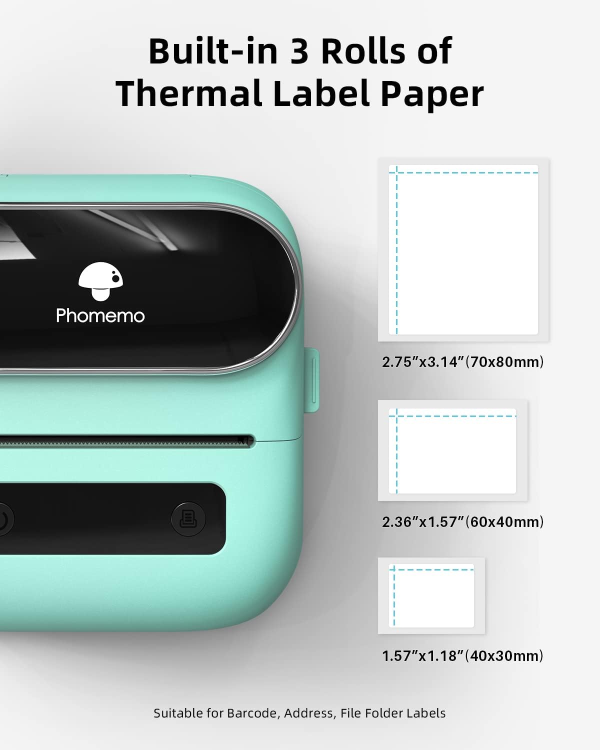 Phomemo M220 Label Maker, 3 Inch Bluetooth Thermal Label Printer for Barcode, Address, Labeling, Mailing, File Folder Label, Label Maker Machine with 3 Rolls of Labels - Image 4
