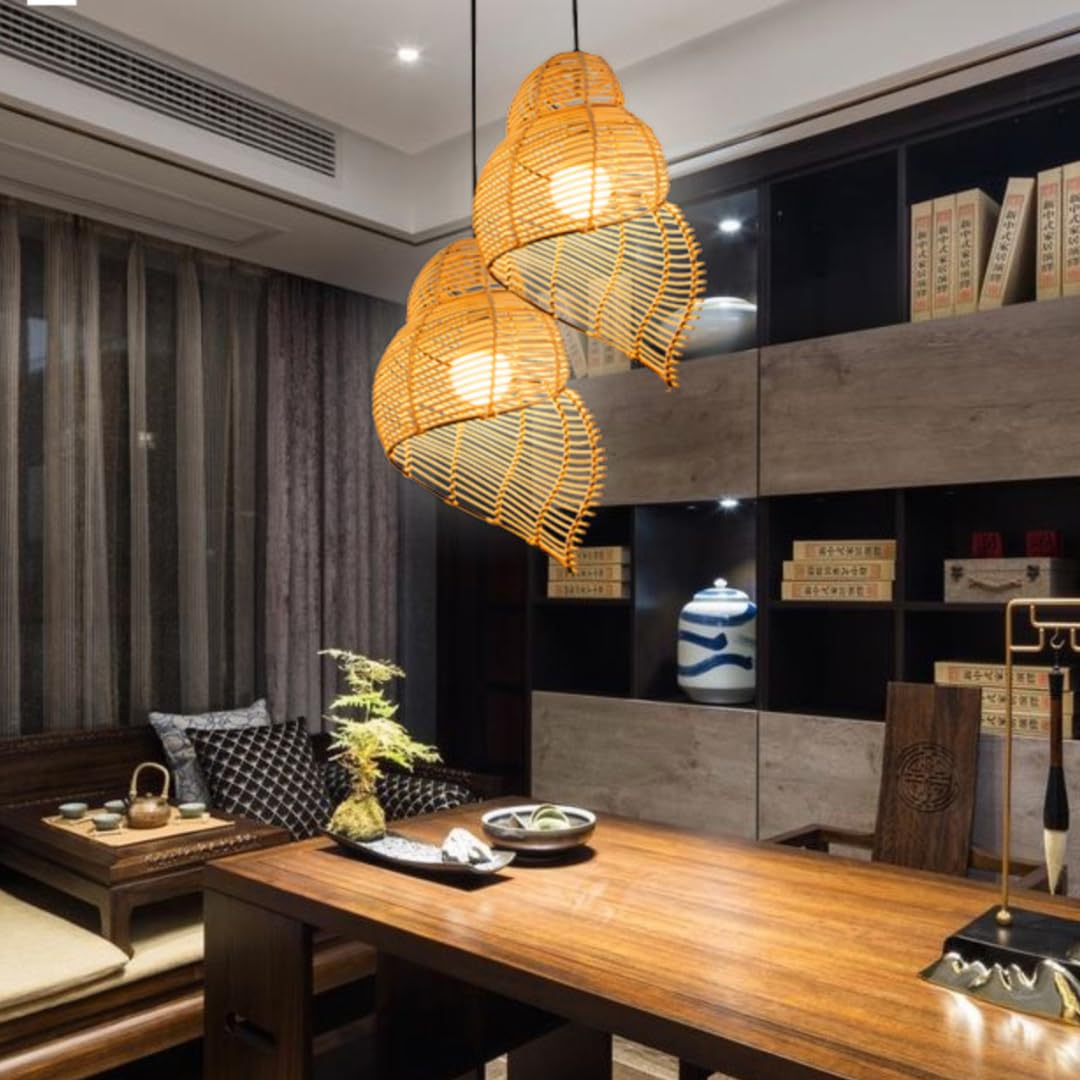 Lampada a sospensione in bambù fatta a mano Splendida lanterna a tessitura Lampadario Lampada da soffitto Illuminazione a soffitto per ristorante, soggiorno, bancone bar