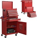 IRONMAX 5-Drawer Rolling Tool Chest, 2-in-1 Detachable Heavy Duty Tool Box Storage Cabinet with Auto Lock, Adjustable Shelf & Hooks, Metal Toolbox on Wheels for Garage Workshop (Purple)