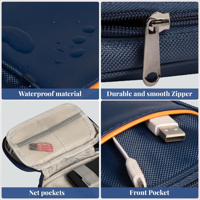 Image of HomeStrap Tech Organizer Case for Electronics Accessories | Storage Pouch for Chargers, Cables, Power Banks, SD Cards & Earphones | Waterproof & Travel-Friendly Gadget Bag - Navy Blue, Small