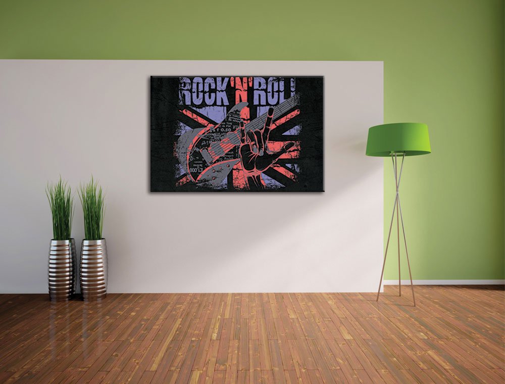 Pixxprint Rock n Roll Nero Stampa su Tela 120x80 cm Artistica murale