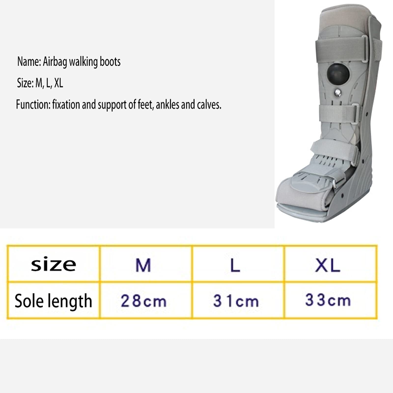 Zapatos de Tobillo Bota ortopédica para fracturas para Hombres y Mujeres Tobillera Ajustable en Lugar de Yeso para Proteger el Tobillo Fijo para Lesiones Fracturas Esguinces (XL)