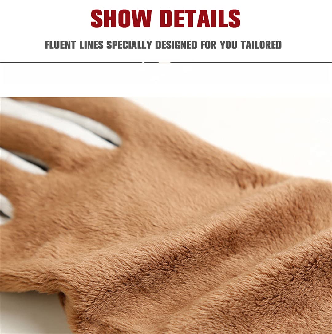 Guantes de cuero para mujer con forro polar cálido, guantes de conducción de cuero a prueba de viento para exteriores Lake Blue 7