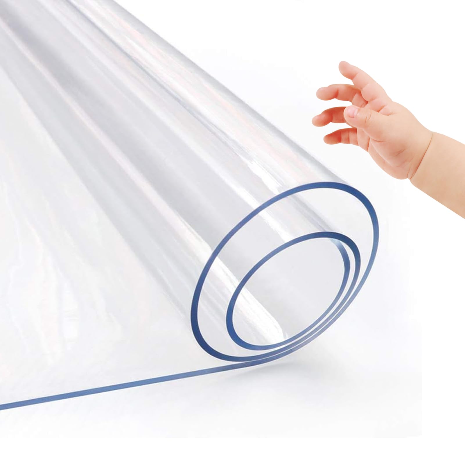 OELZWVN Transparent Table Protector, 1.5 mm, 60 x 120 cm, Transparent Tablecloth with Bevelled Edge, Table Protector, PVC, Scratch-Resistant, Easy Care