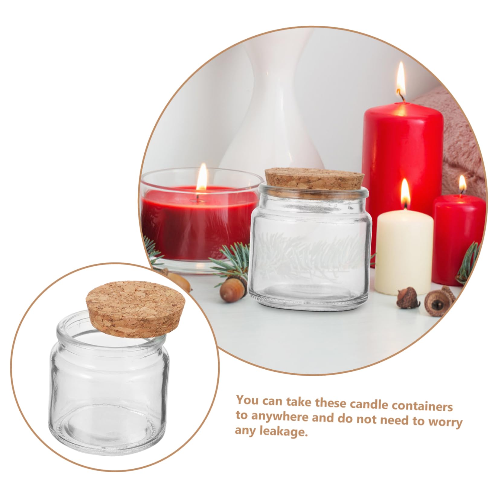 HOMSFOU Transparente Glas Kerzenbecher mit Deckel 8 Stück Langlebige Selbstgemacht Aromatherapie Kerzenbehälter Vielseitig für Kerzenherstellung Dekoration und Aufbewahrung