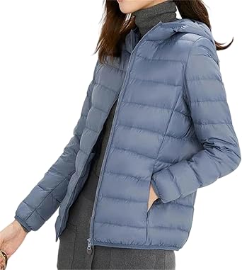 Hcclijo Womens Duck Down Jacket, Ultra Light Duck Down Coat Warm Hooded Hiking Outwear