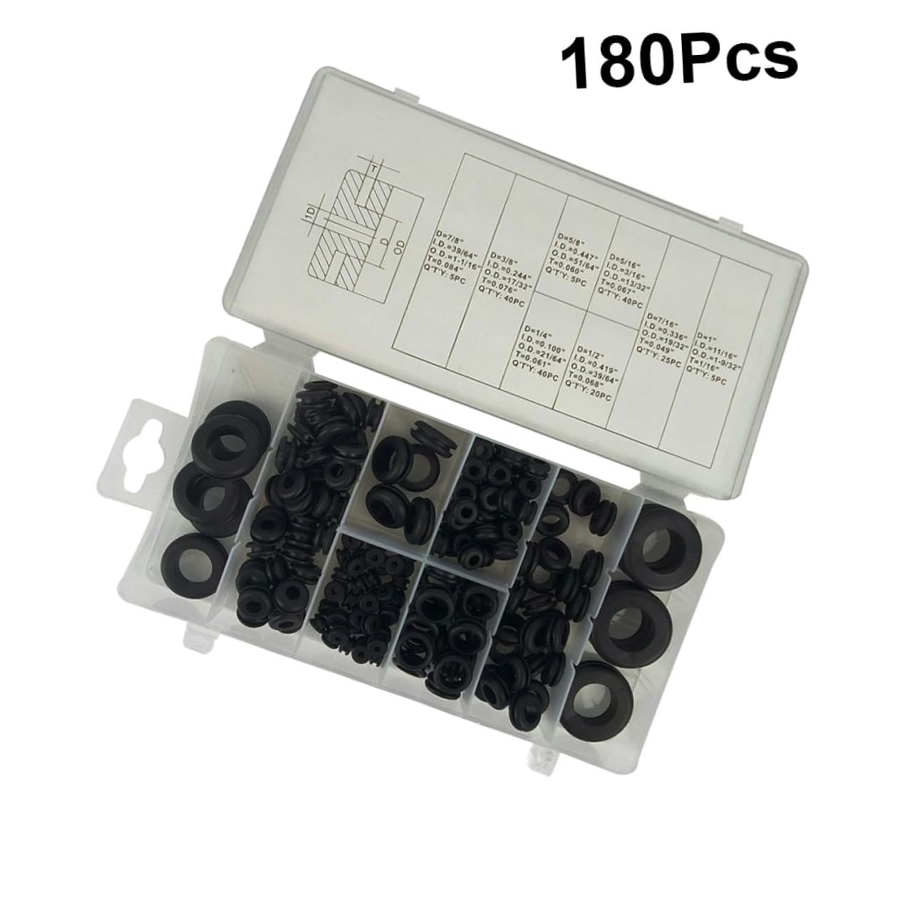 LIFKOME 180Pcs Rubber Seal Gasket Washer Assortment Kit Black Insulation Rings for Auto Repair Air Conditioning and Home Appliances Included Storage Box