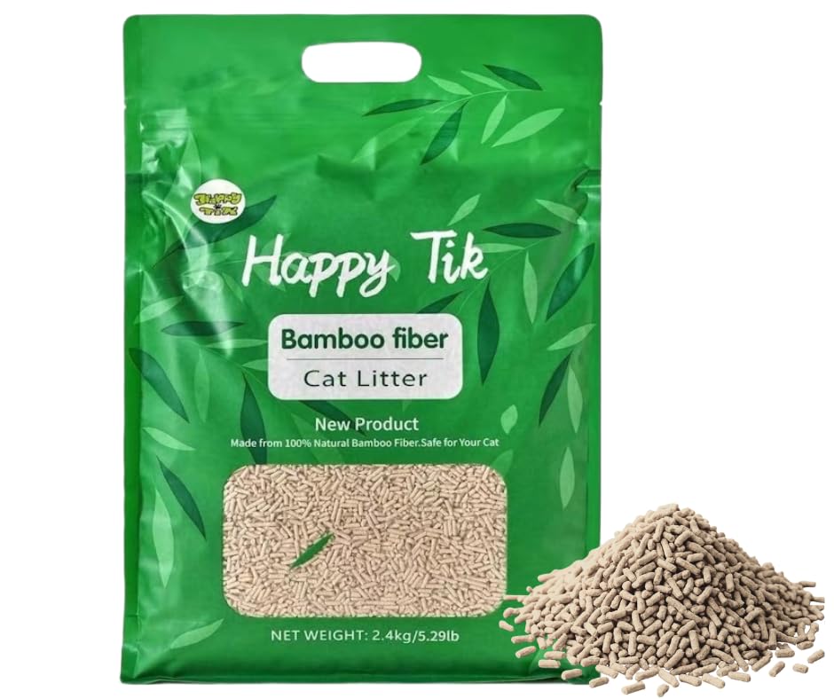 Plant-Based Bamboo Fiber Cat Litter, Green & Eco Friendly, Powerful Odor Control, No Chemicals, Instant Clumping, 99% Dust Free, 5.3Pounds, Fresh