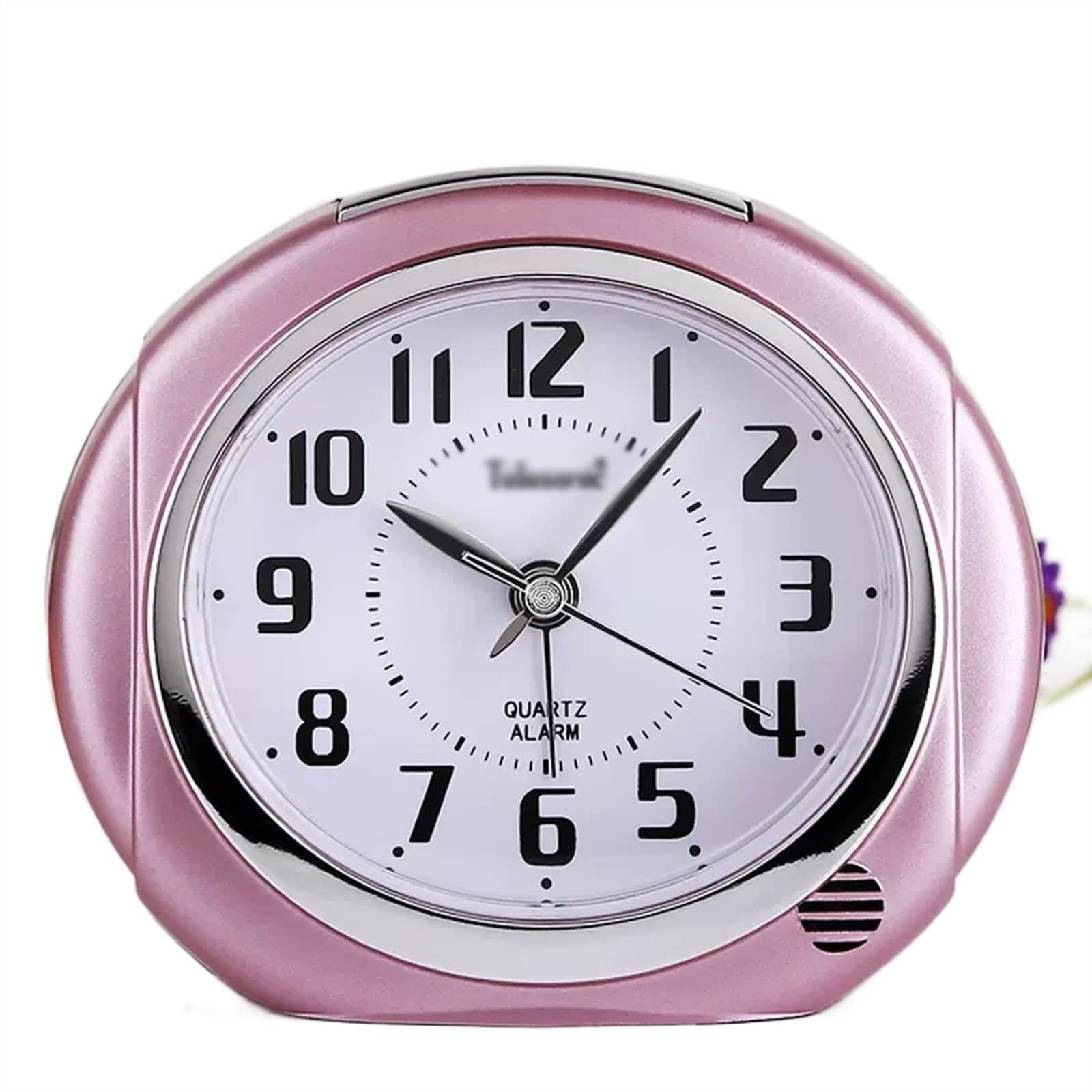 CFY652 Travel Clock 4" Non-Ticking Alarm Clock with Backlight, Silent with No Ticking Analog Quartz, Battery Operated Decoration(Pink)