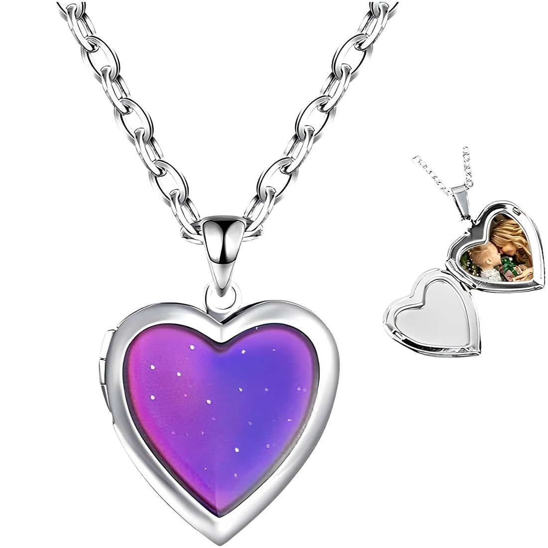 SOULMEET Collana da donna con medaglione a forma di cuore con zircone