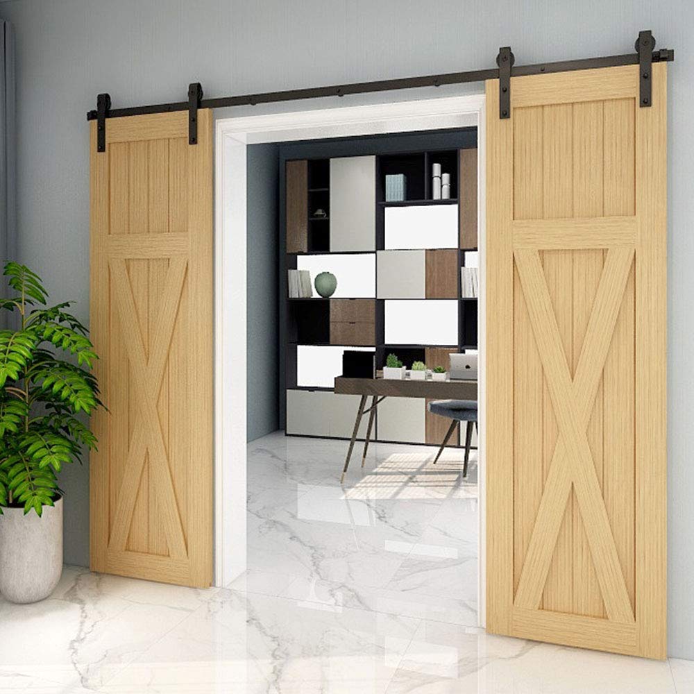 Tsmst Black 274Cm/9Ft Sliding Barn Door Hardware Kit Track Roller Closet Accessory For Double Door