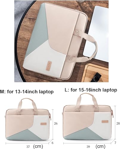 Miniatura 6 de Bolsa para laptop para mujer, 15.6 pulgadas, delgada, funda para maletín de computadora, cojín a prueba de golpes y correa de equipaje trasera