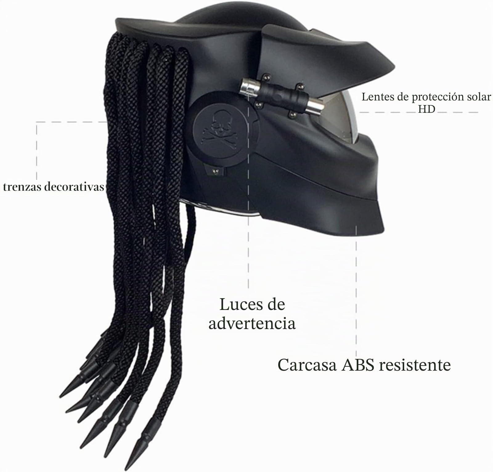 Casco Integral Motocicleta Visera Frontal Abatible Trenzas Y Luces De Advertencia Aprobado por ECE Casco Integrado Moto Personalizado Adultos Carrera Ciclomotore