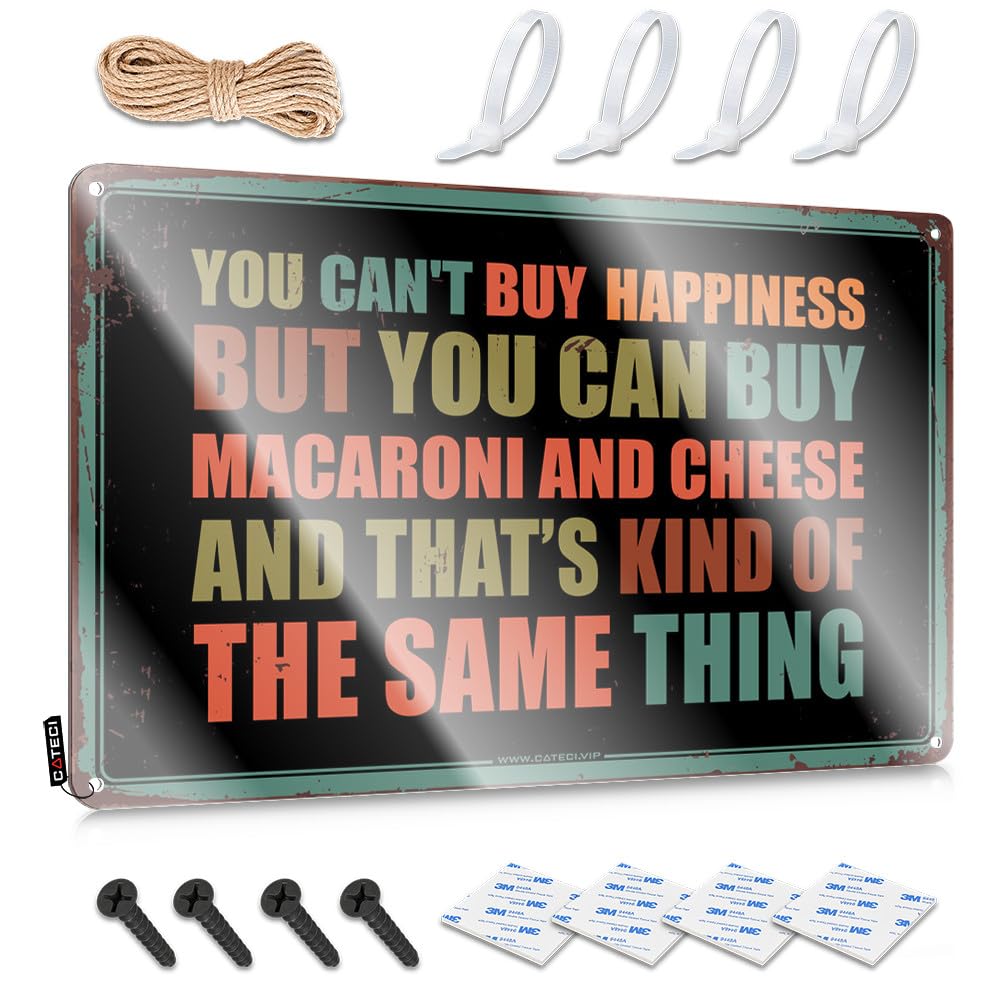 Metal Wall Decoration Work Office Decor Custom Tin Sign, Custom Fade Resistant You Can't Buy Happiness But You Can Buy Macaroni And Cheese For Home Kitchen | Grunge Vintage Decor(30X40CM)
