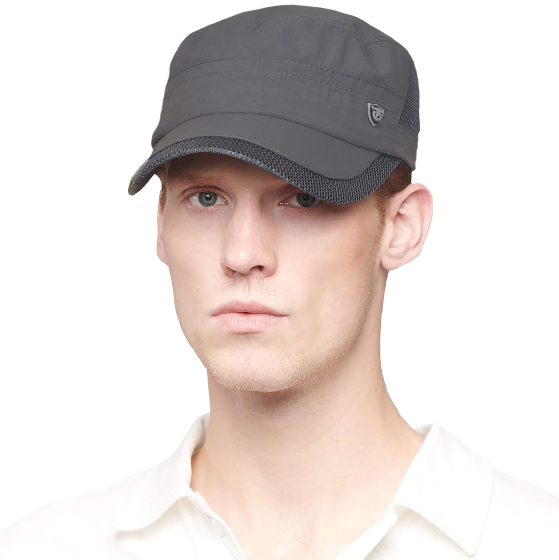 BidadarySummer Military Hat for Men, Adjustable Army Cadet Cap Men, Mesh Quick Qry Flat Top Military Hat, Men's Baseball Caps