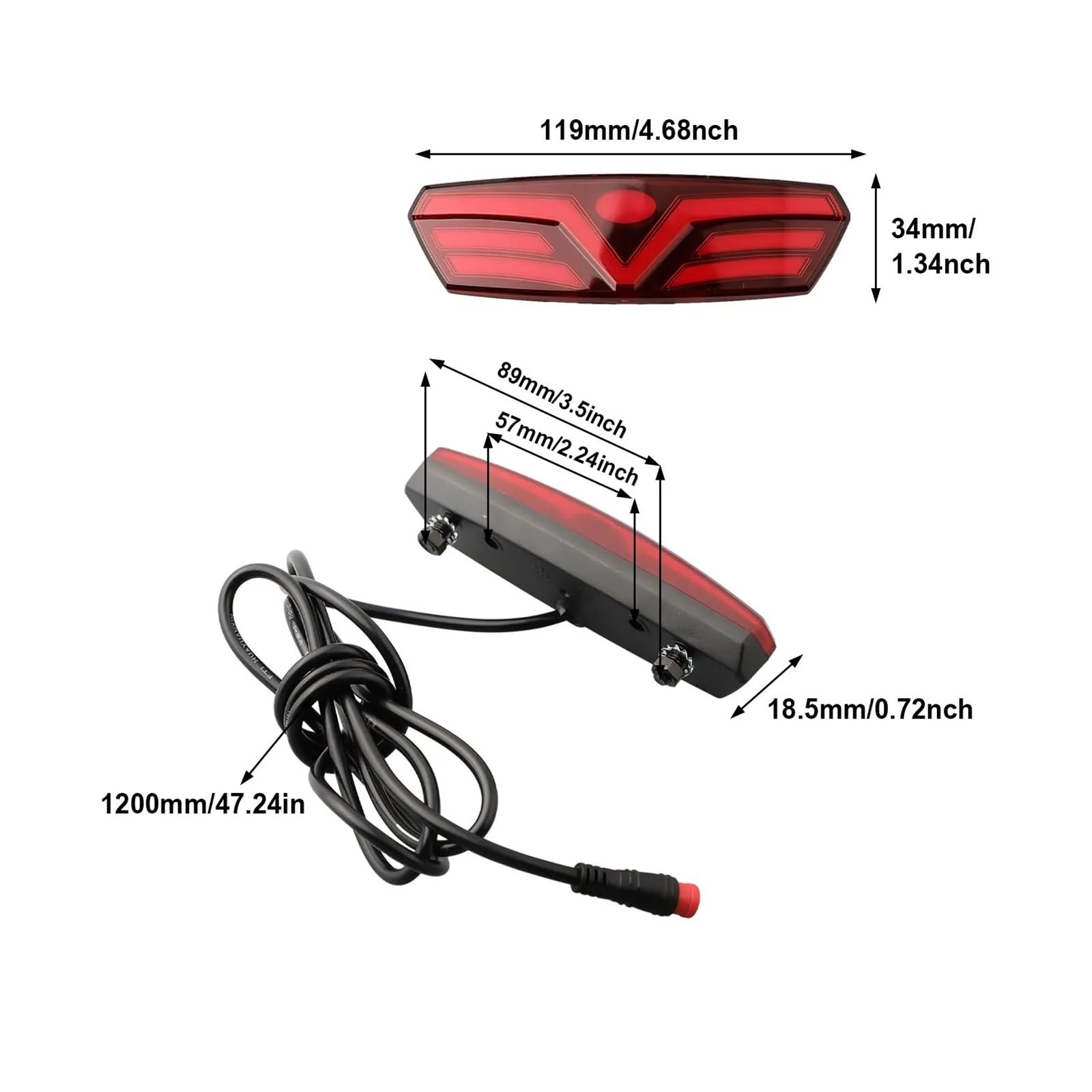 SYACHI Elektrische fietsachterlicht met remsensor voor e-bike, superheldere led, IPX6 waterdicht, 6-48 V, 0,5 W fietsachterlicht