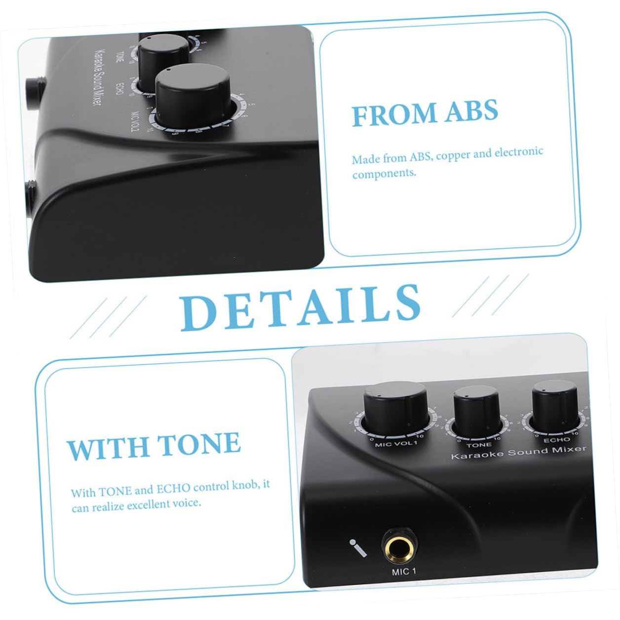 MAGICLULU Mezclador de Sonido Profesional Estéreo con Doble Entrada para Micrófonos Compacto y Ligero con Adaptador de Corriente Seguro para Karaoke Casa Ktv y Eventos Familiares