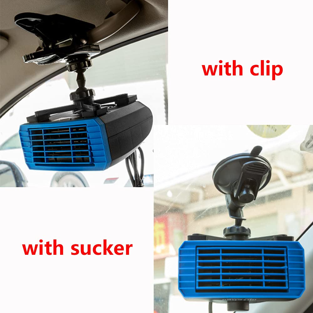 Auto-Heizungs-Entfroster, TOTMOX 12V 150W 2-in-1 Tragbarer elektrischer Kühl-Heizlüfter, 360° drehbares Fenster Demister Windschutzscheiben-Entfroster Zwei Installationsarten mit Clip und Sauger