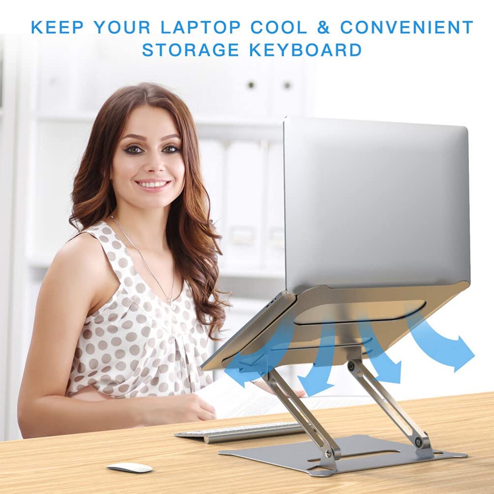 KOMBIUDA Stand Aluminum Alloy Stand Height-Adjustable Notebook Holder Silver