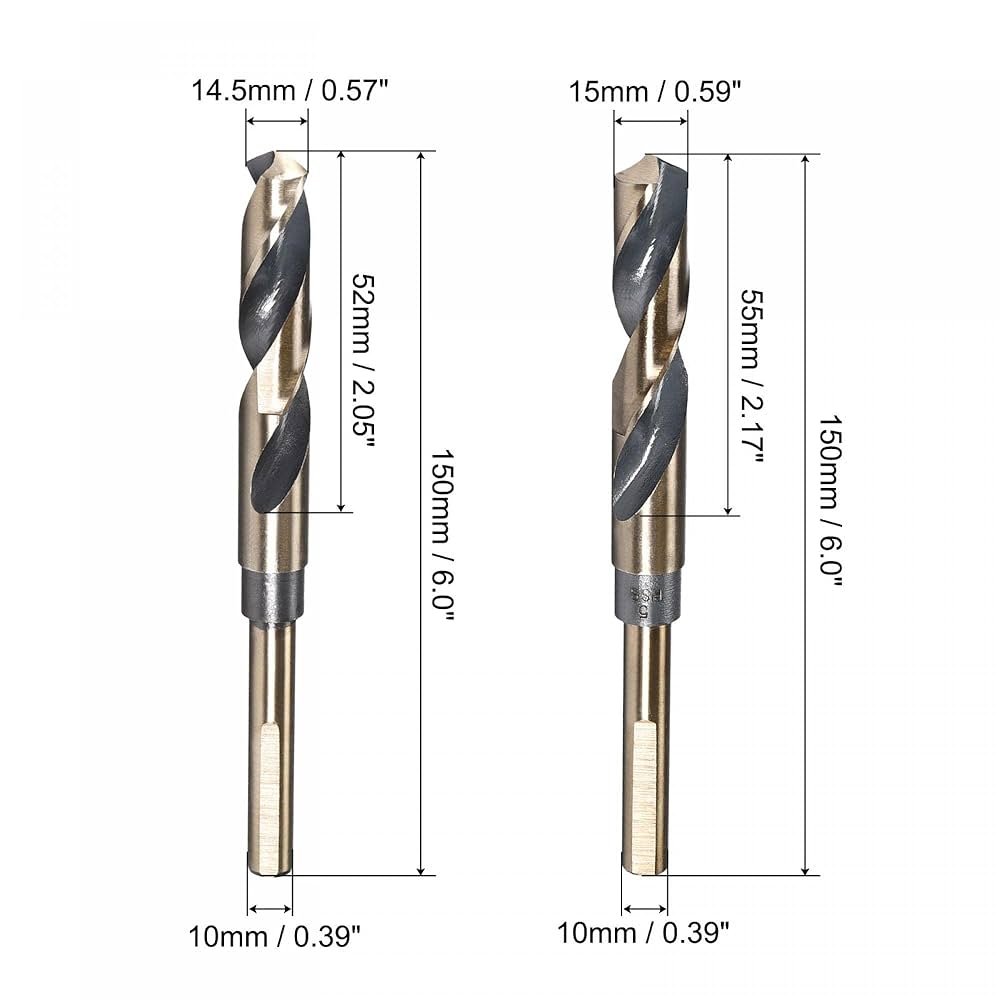 baserange diph top brik サイズXS uxcell Reduced Shank Drill Bit Set, 14.5mm 15mm Titanium