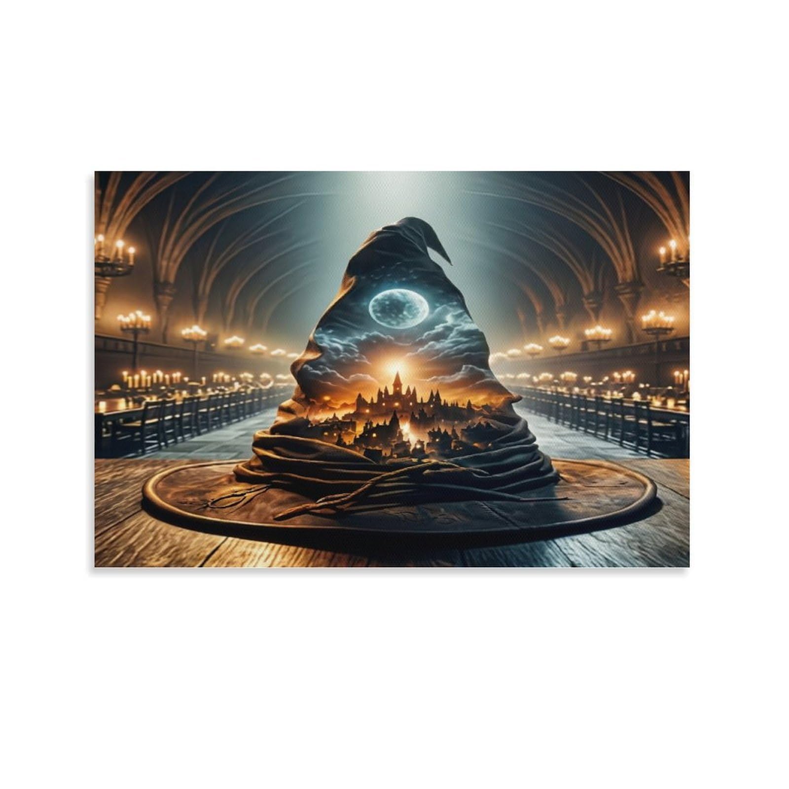 XPASHIQWC Sorting Hat Poster Artwork Hogwarts Castle Canvas Prints Picture Modern Wall Art Picture Wall Hanging for Bathroom Wall Decor 24x36inch(60x90cm)