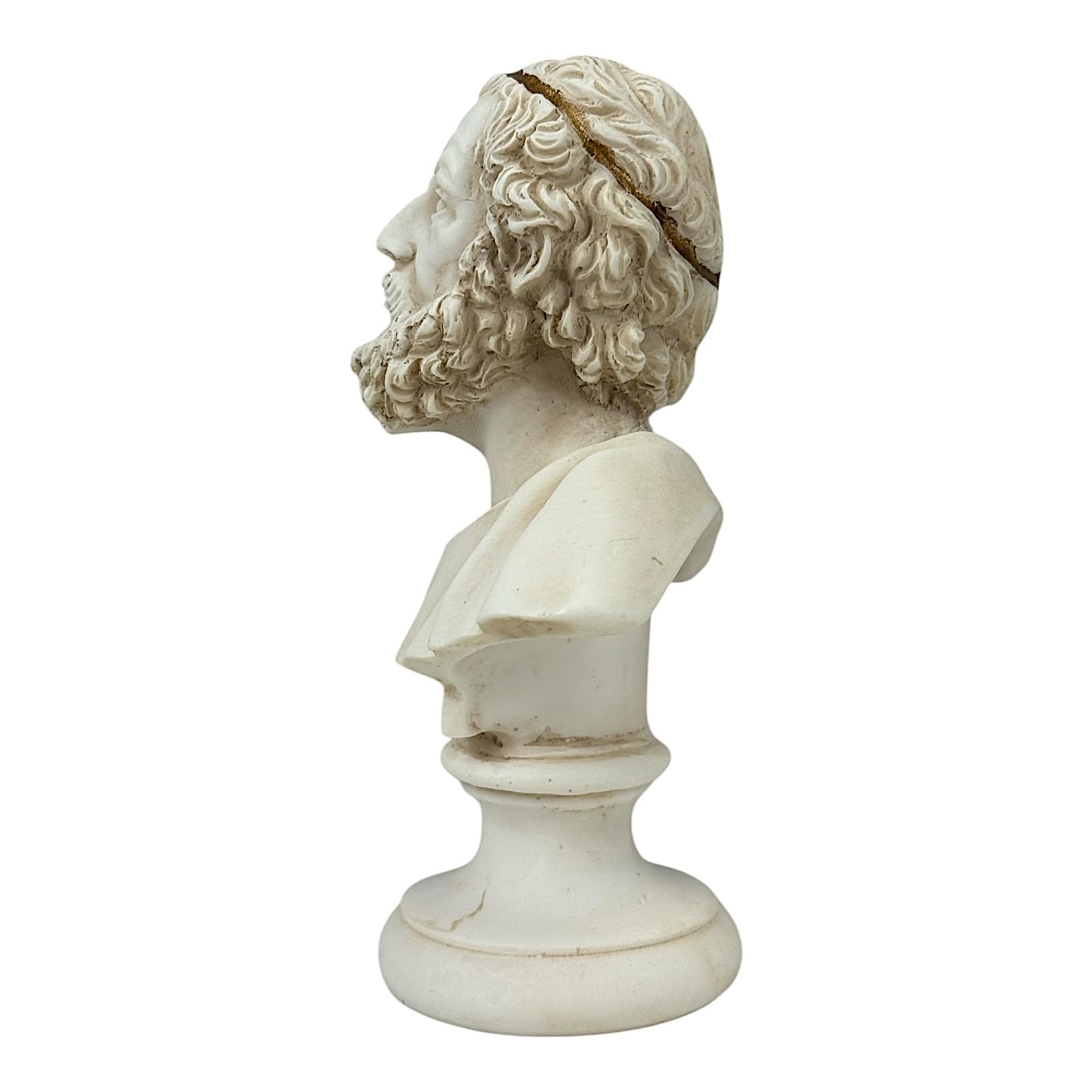 Busto di Omero - Scultura in alabastro grigio | Poeta epico greco | Fatto a mano in Grecia | Autore Iliade e Odissea | Collezione classica (15 cm)