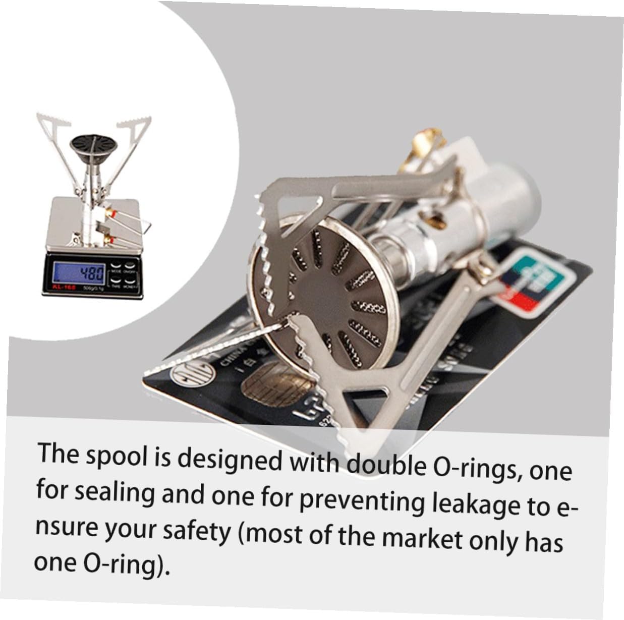 Portable Camping Stove Burner, Mini Stainless Steel Gas Cooker with Safety Leak-proof Head, Lightweight Picnic Stove for Outdoor Hiking and Backpacking