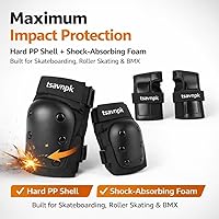 Vista 4 de Adult Knee and Elbow Pads Set with Wrist Guards – Skateboarding Protective Gear for Adults, Adjustable Protective Pads for Roller Skating, BMX