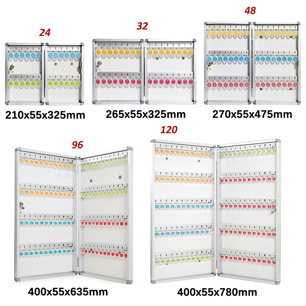 Armoire à clés murale en métal pour utilisation en extérieur avec crochets - Coffre-fort pour clés et cartes