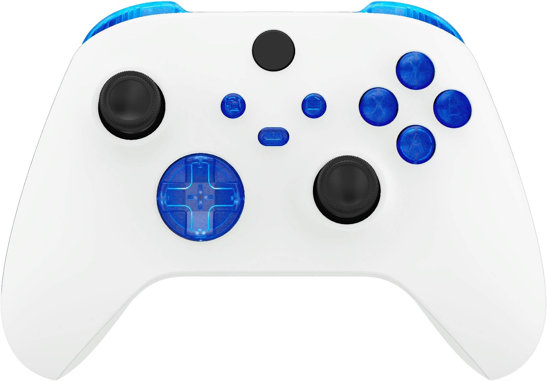 eXtremeRate Clear Replacement Button for Xbox Series X/S, LB RB LT RT Bumper Trigger for Xbox Series S&X Trigger Cross Key ABXY Startback Sync Share Key [Clear Blue]