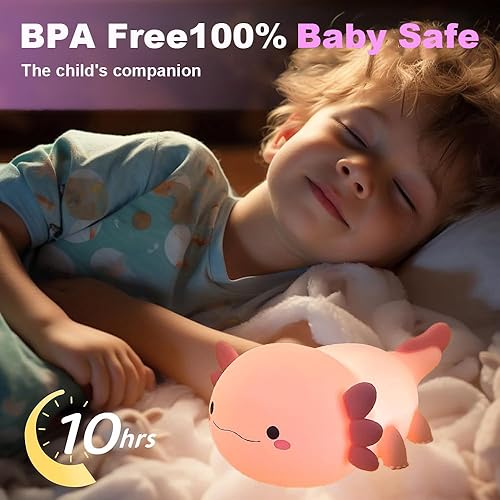 Miniatura 2 de Axolotl - Luz nocturna para dormitorio de niños, lámpara de noche de silicona con animales, lámpara de noche táctil de dinosaurios, lámpara de noche