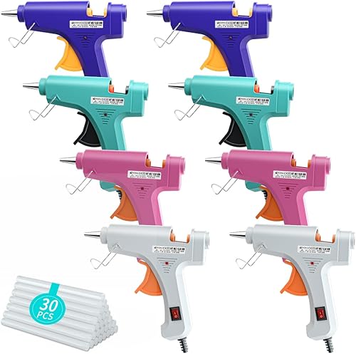 GuiBiLoo Juego de mini pistolas de pegamento caliente reparaciones rápidas en 1 minuto paquete de 8 pistolas de pegamento pequeñas para derretir con