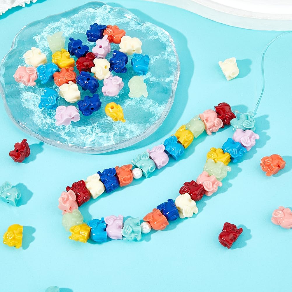 100Pcs Artificial Vivid Elephant Beads Synthetic Elephant Coral Beads Elephant Shaped Charm Spacer Beads Bulk for Jewerly Decorations Craft Kits Making DIY - Image 5