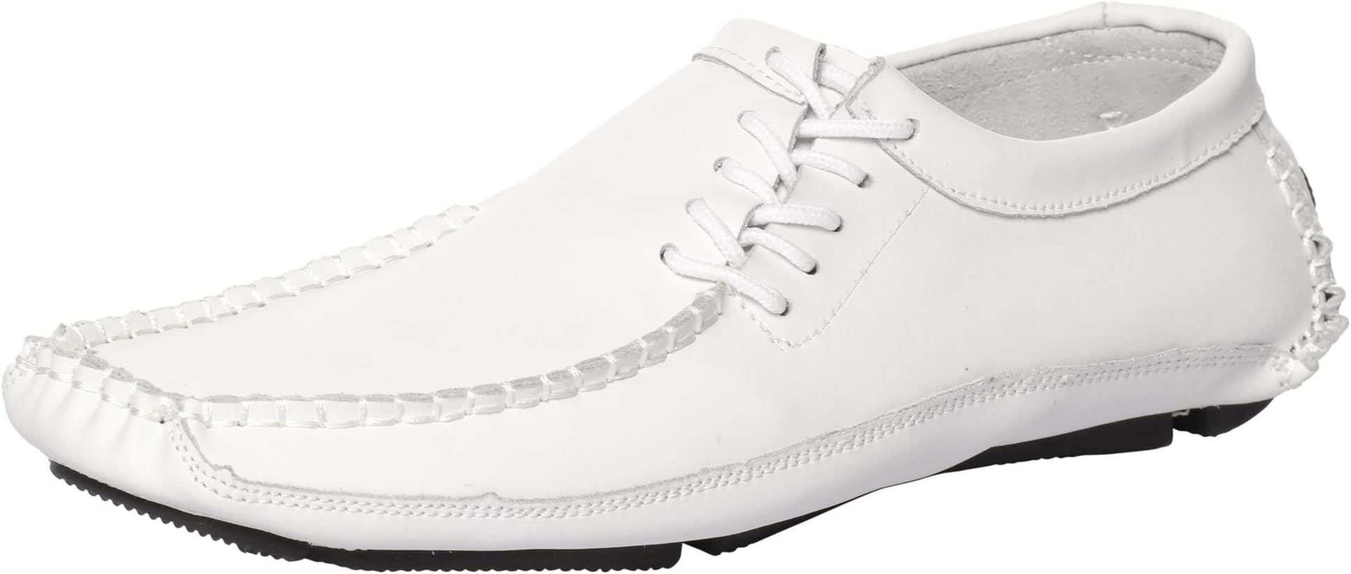 CAIHEE Men's Leather Loafers Driving Shoes Moccasins with Lace-up Details
