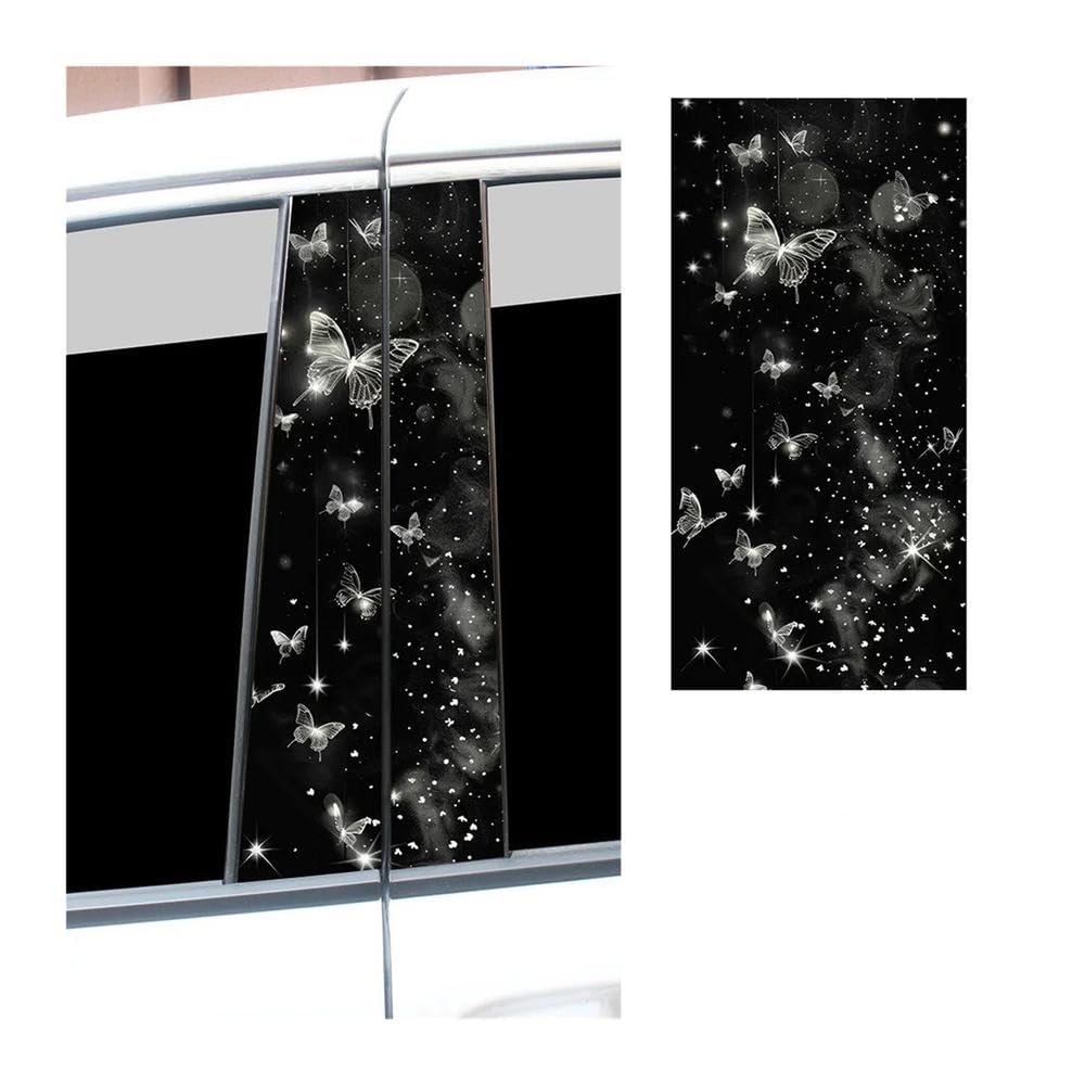 Bertdcx F Beautiful Butterflies Car Stickers Auto B-Pillar Car Center Column Decoration Auto Parts(,2Pcs)