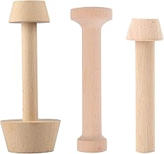 SDUSEIO 3 Pieces Wooden Egg Tart Molds Pastry Tamper Tool Wooden Tart Tamper Set Tart Shell Molds Pastry Dough Tamper Kit Presser for Tart Pan Mini Cheesecake Pans Muffin Bakeware Cake Tools