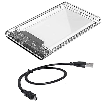 ANCIARY USB 2.0 2.5 Inch SATA to USB External Hard Drive Enclosure HDD / SSD, Transparent Hard Disk Box Enclosure (Pack of 1) DF5