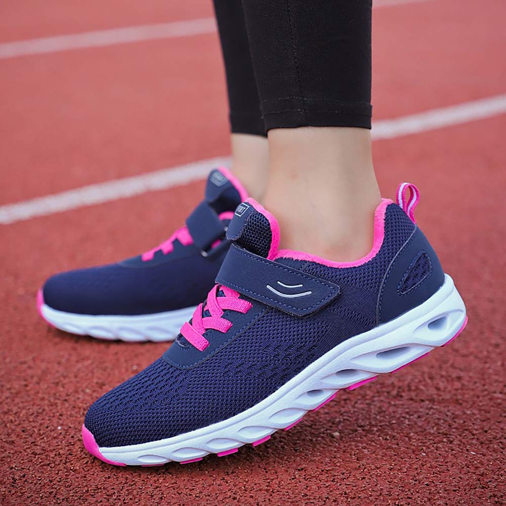 Zapatillas Deportivas Mujer Invierno Al Aire Libre Antideslizante Nieve Cálido Forrado Cómodo Casual Sneakers Azul Oscuro 39 EU