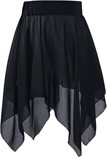 Asymmetric Teen Girls Ballet Skirts Wrap Knee Length Chiffon Dance Cover up for Aerial Yoga, Swim, Beach, Skating