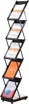 PATIKIL Foldable Magazine Display Racks Floor Standing 5 Layers Brochure Stand Catalog Literature Holder with Wheels for Hotel, Exhibition, Trade Show, Office