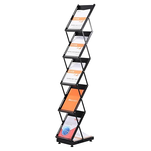 PATIKIL Foldable Magazine Display Racks Floor Standing 5 Layers Brochure