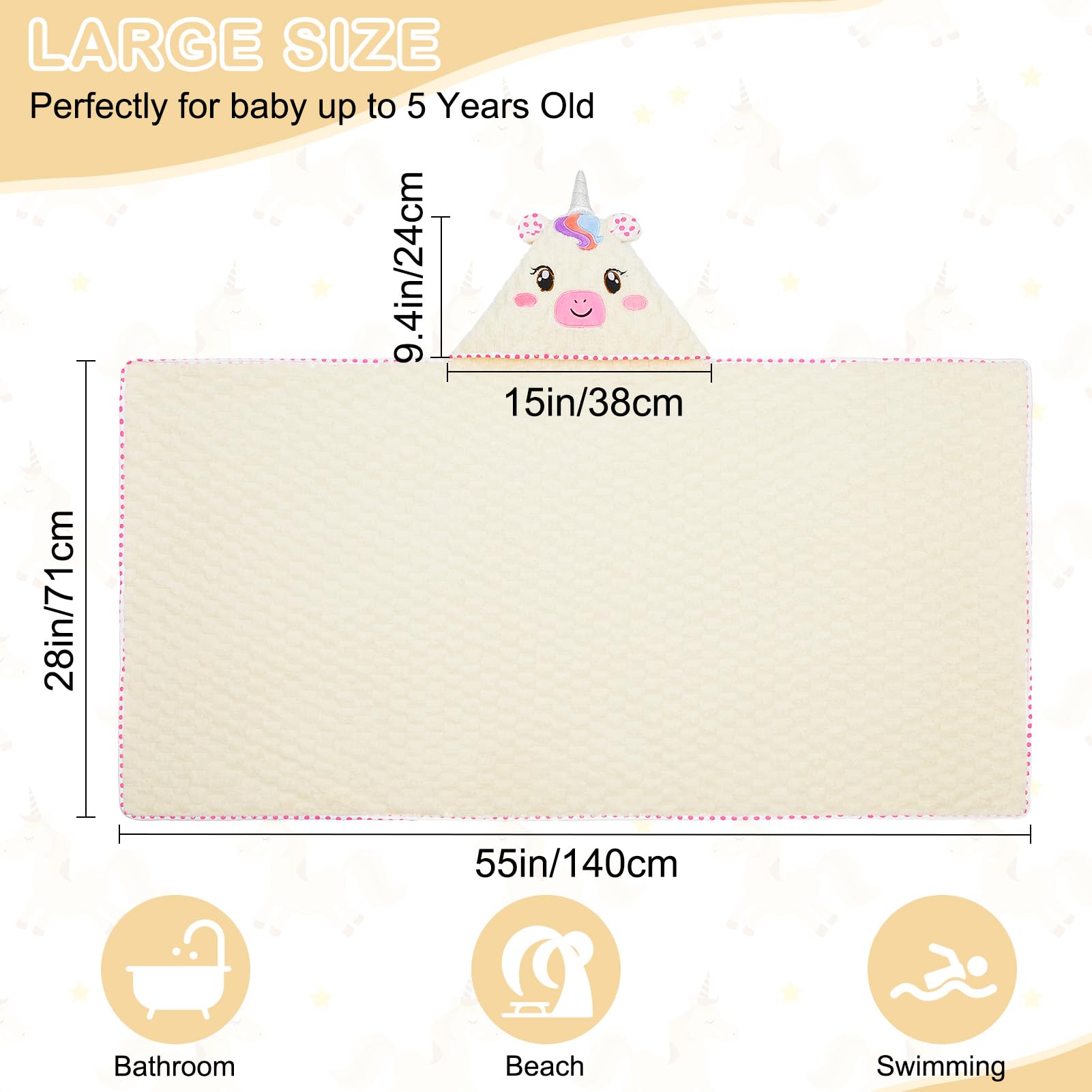MHJY Serviette de Bain Bébé à Capuche 140x70cm - Sortie de Bain Polaire Corail Ultra Douce & Absorbante, Cape de Bain Grand Format Motif Animaux Mignons pour Nouveau-Né, Fille & Garçon