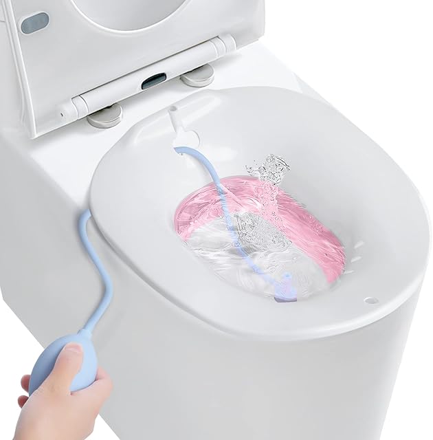 Foldable Sitz Bath for Toilet Seat with Flusher, Sitz Basin for Hemorrhoids,Postpartum Care, Perineum Treatment, Cleansing & Detox,Yoni Steam Seat Fits Standard Toilets,Vaginal/Anal Soaking Steam Kit