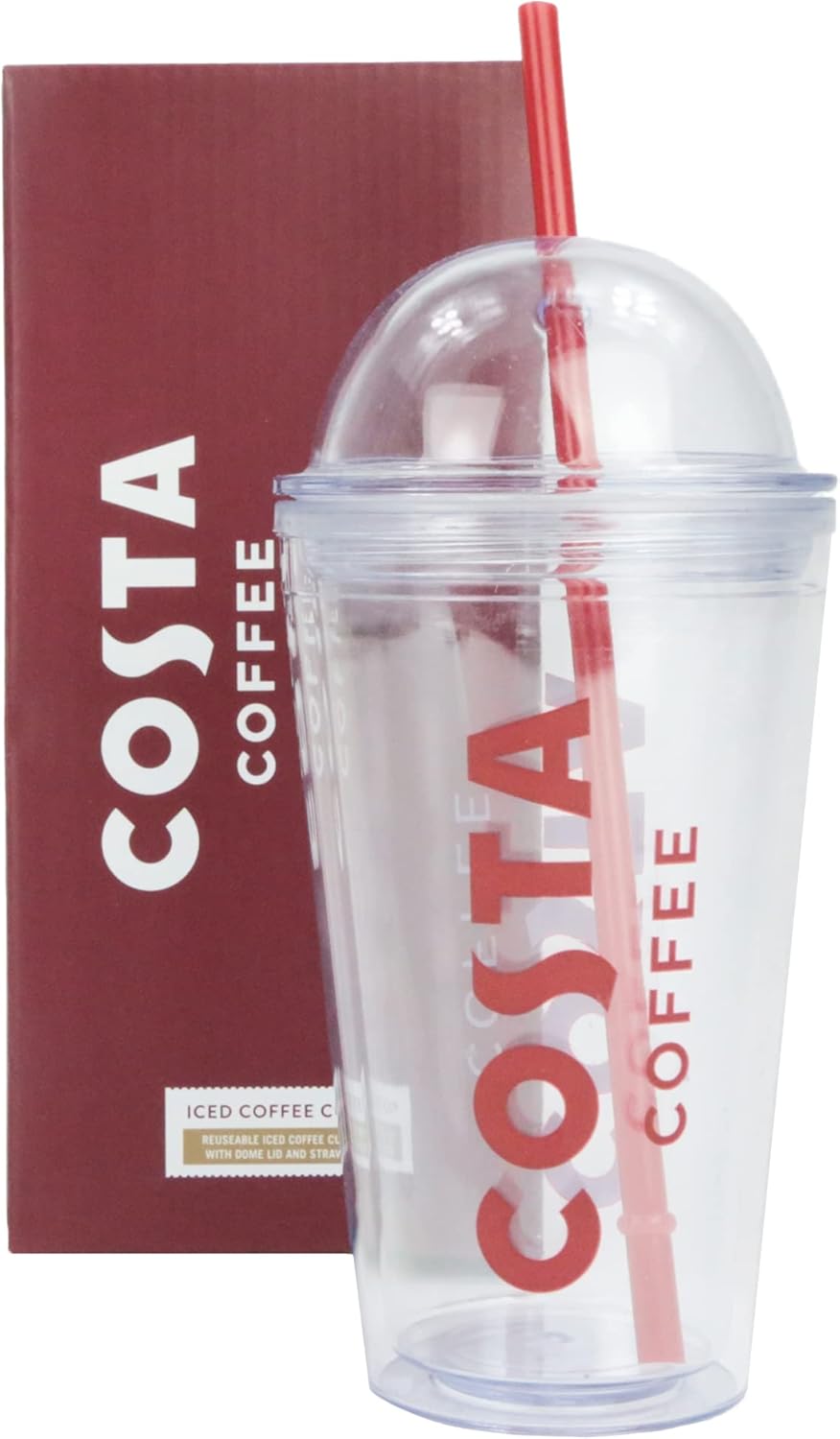 Reusable Costa Coffee Cup Iced Coffee Cup with Lid and Reusable Straw