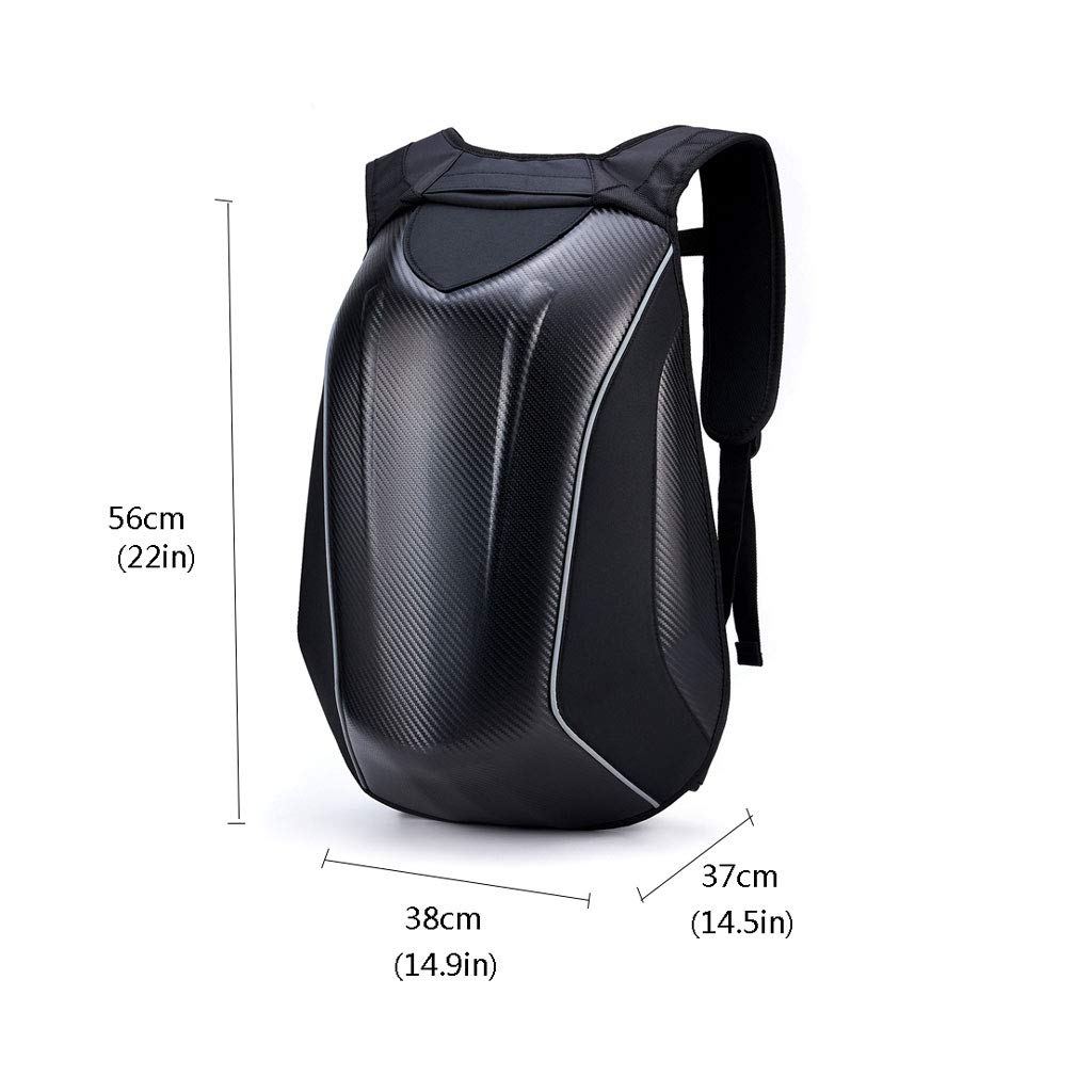 Mochila Multifuncional para Moto Mochila Rígida Equipaje Mochila De La Motocicleta De La Fibra De Carbono, Bolso De Ciclo, Bolso Duro Impermeable De La Locomotora (38x37x56cm)